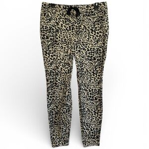 LEI Skinny Pants Women L Leopard Print Pull On Drawstring Comfy Mid Rise Stretch